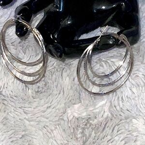 6/$20 Elegant Silver Hoop Earrings